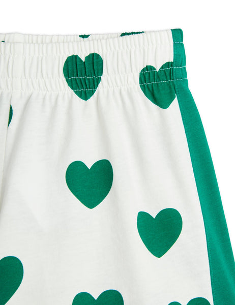 Short bianco con cuori verdi per neonata e bambina