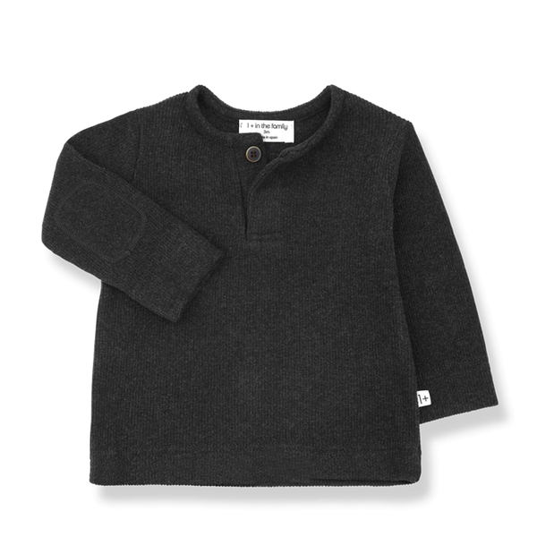 Maglia serafino antracite a costine per neonato