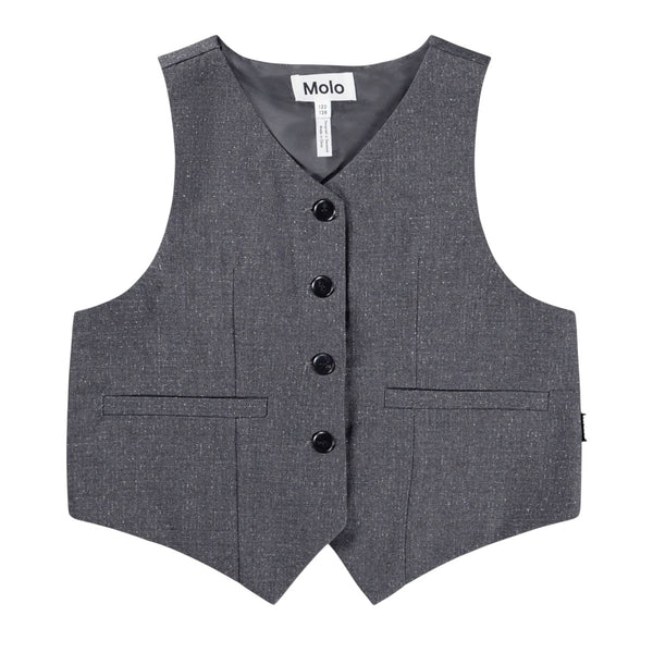 Gilet grigio con filo argentato per bambina