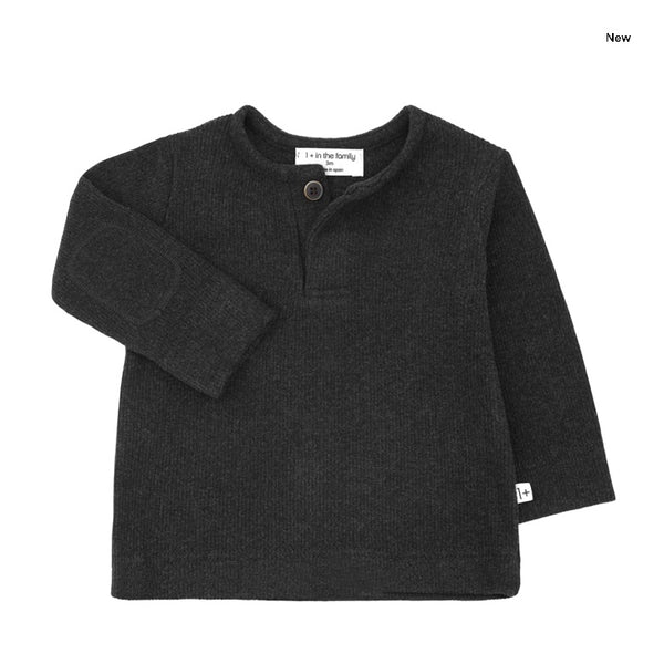 Maglia serafino antracite a costine per neonato