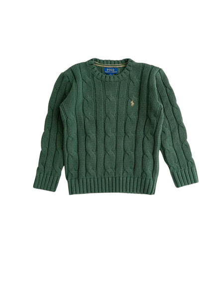 Maglia verde in cotone a trecce per neonato e bambino Ralph Lauren Kids 322981036002 BOTTLE GREEN