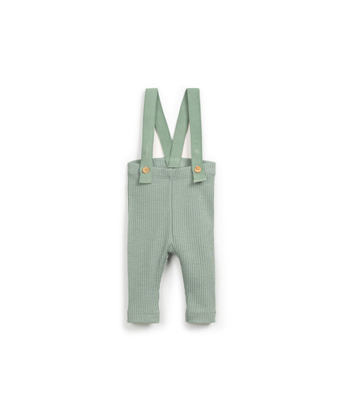 Leggings salvia a costine con bretelle per neonati
