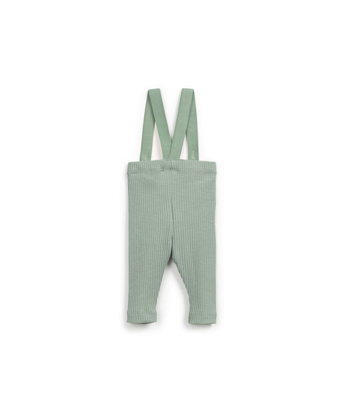 Leggings salvia a costine con bretelle per neonati