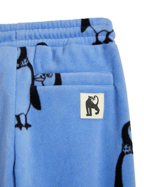Pantalone in pile blu con stampa pinguini all over per bambini