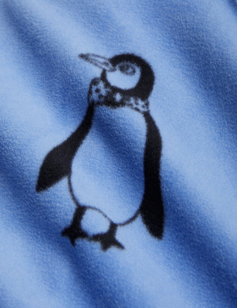 Pantalone in pile blu con stampa pinguini all over per bambini