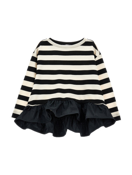 Maxi maglia a righe panna e nero per neonata e bambina