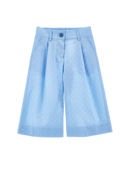 Pantalone celeste a pois bianchi per bambina