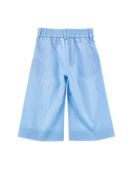 Pantalone celeste a pois bianchi per bambina