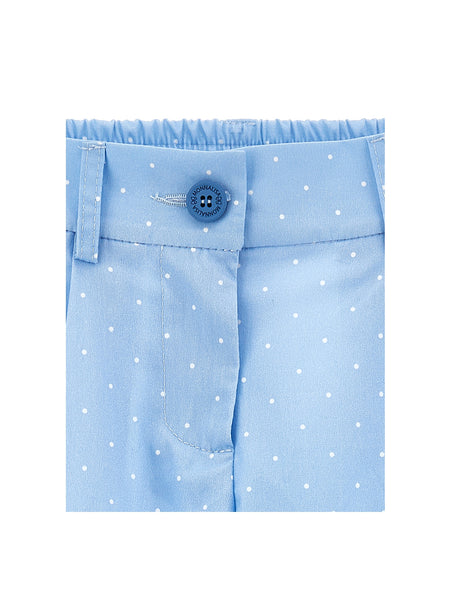 Pantalone celeste a pois bianchi per bambina