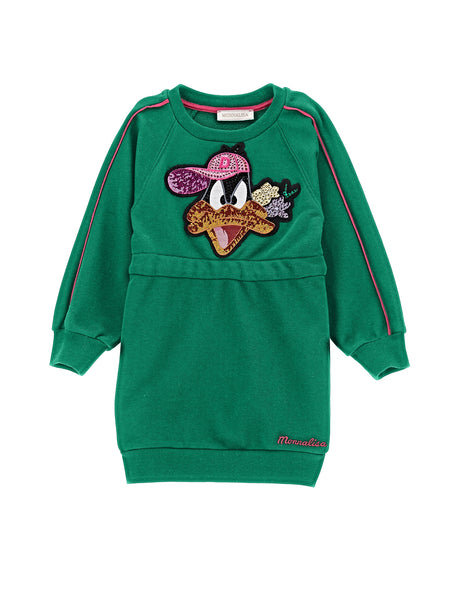 Abito in felpa verde con applicazione Duffy Duck per neonata e bambina