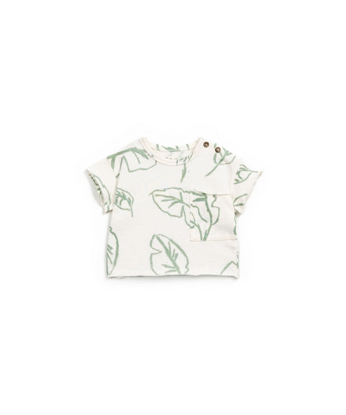 T-shirt panna con stampa all over per neonato