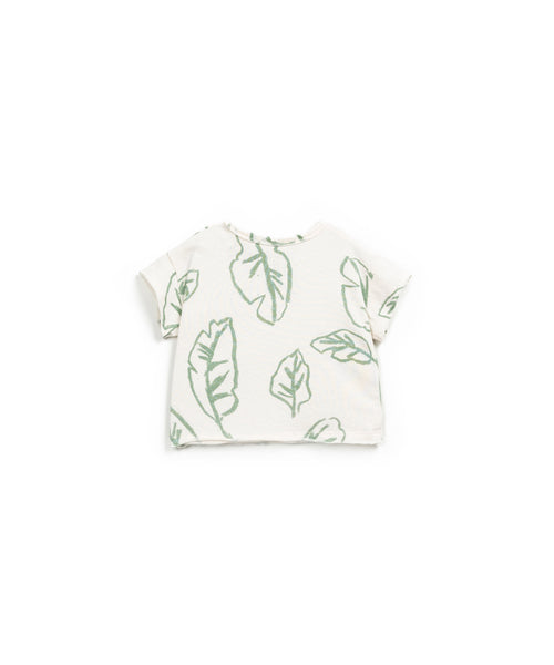 T-shirt panna con stampa all over per neonato