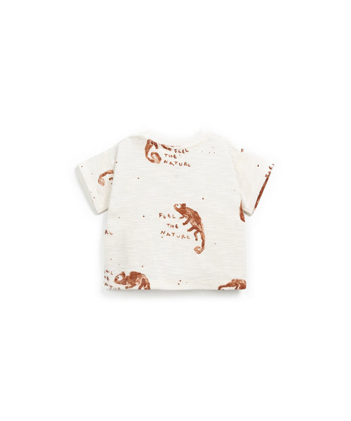 T-shirt panna con stampa all over per neonato