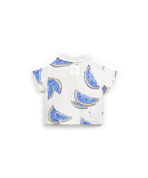 Camicia bianca con stampa all over per neonato