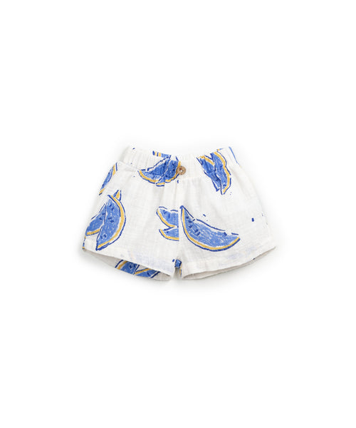 Short bianco con stampa all over per neonato