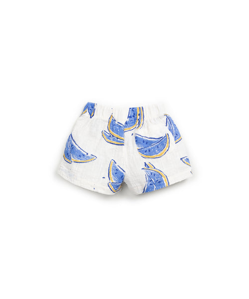Short bianco con stampa all over per neonato