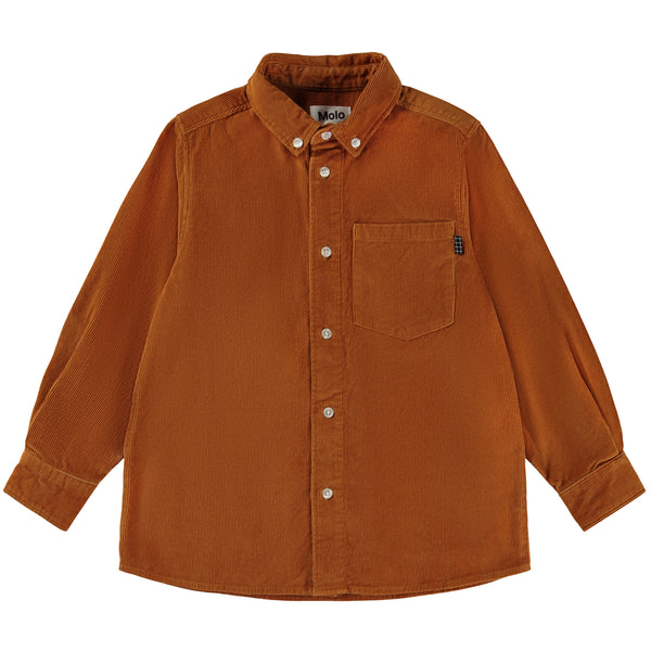 Camicia Rozz in velluto a coste cognac per bambini