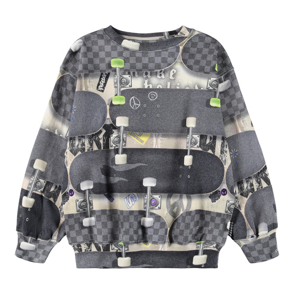 Felpa grigia con stampa all over per bambino
