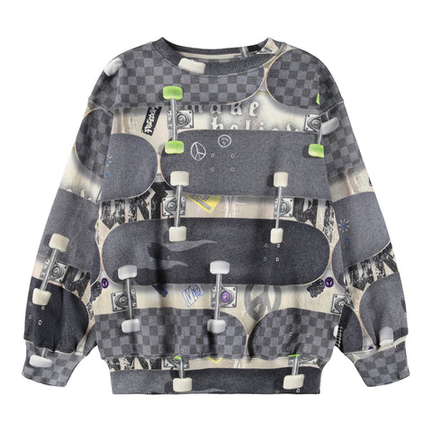 Felpa grigia con stampa all over per bambino