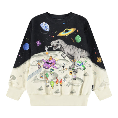 Felpa blu con stampa all over per neonato e bambino