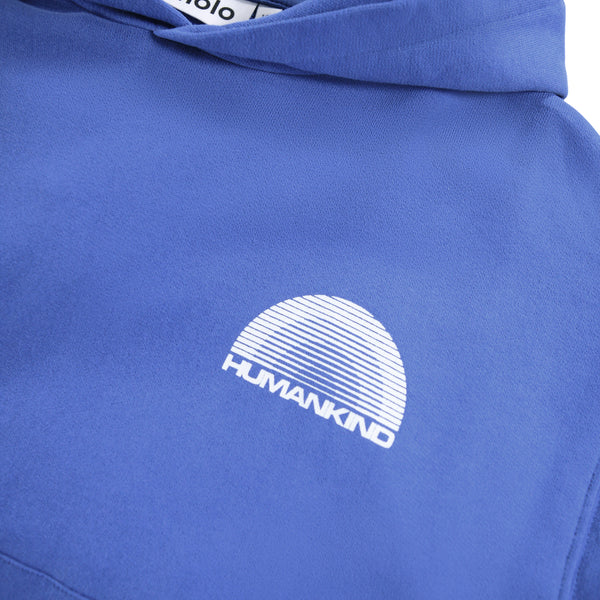 Felpa con cappuccio blu con stampa per bambino