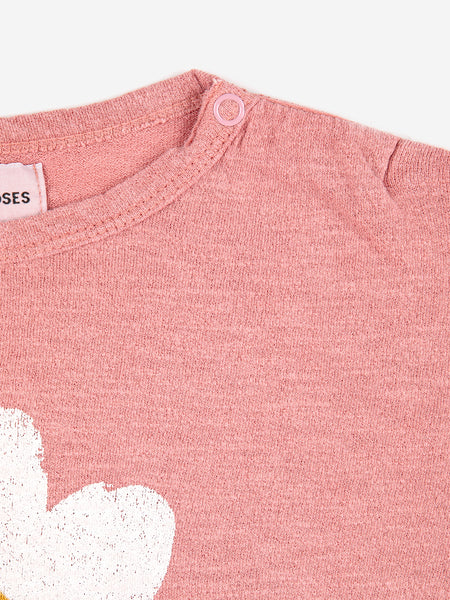 T-shirt rosa con stampa fiore per neonata