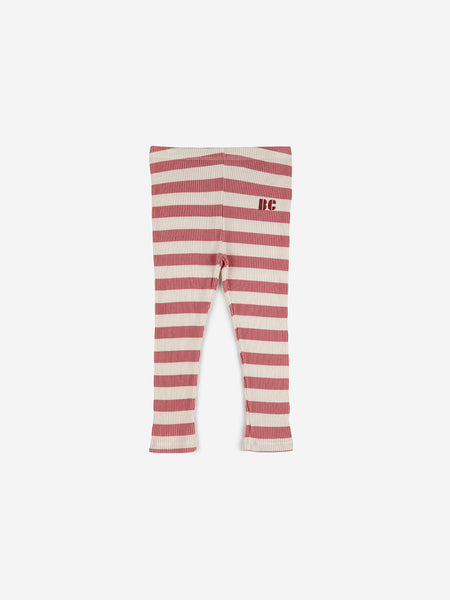 Leggings a righe beige-rosa per neonata