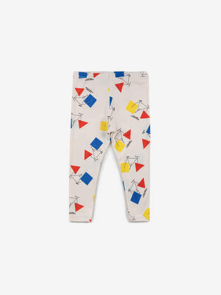 Leggings bianco con stampa multicolor all over per neonati