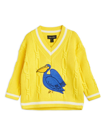 Maglione giallo con pellicano per bambini