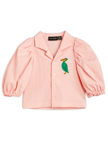 Camicia rosa con ricamo pellicano per bambina