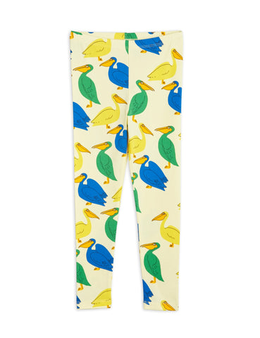 Leggings giallo con stampa pellicani all over per neonata e bambina