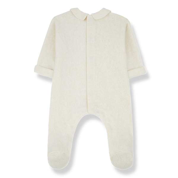 Tutina panna con pettorina in lino per neonato