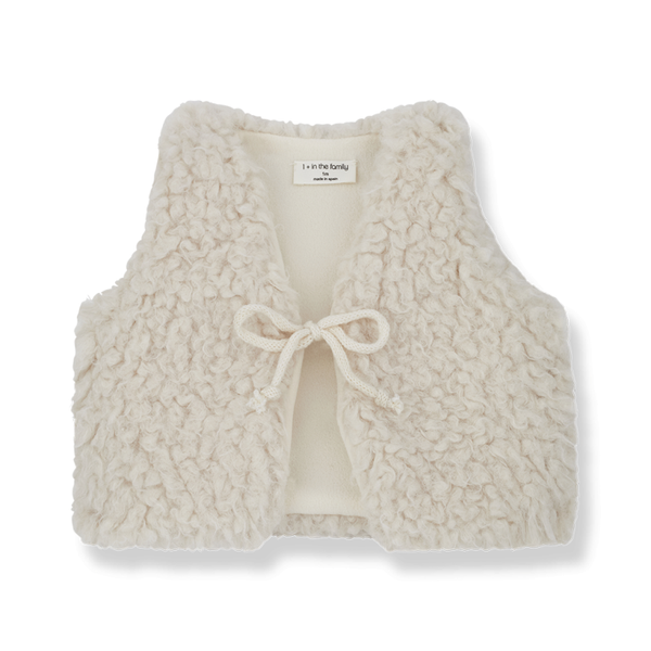 Gilet in eco pelliccia panna per neonata