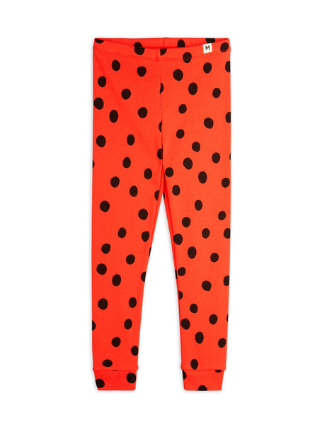 Leggings rosso a pois neri per neonata e bambina
