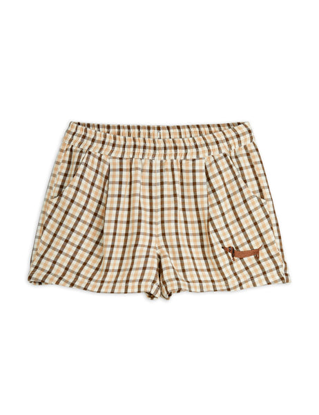 Short check marrone e beige per bambini