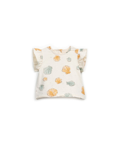 T-shirt panna con stampa all over per neonata