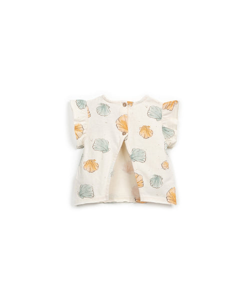T-shirt panna con stampa all over per neonata
