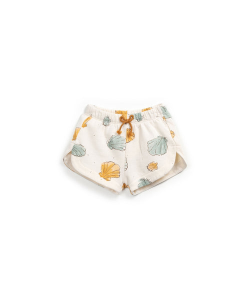 Shorts ecru con stampa per neonata