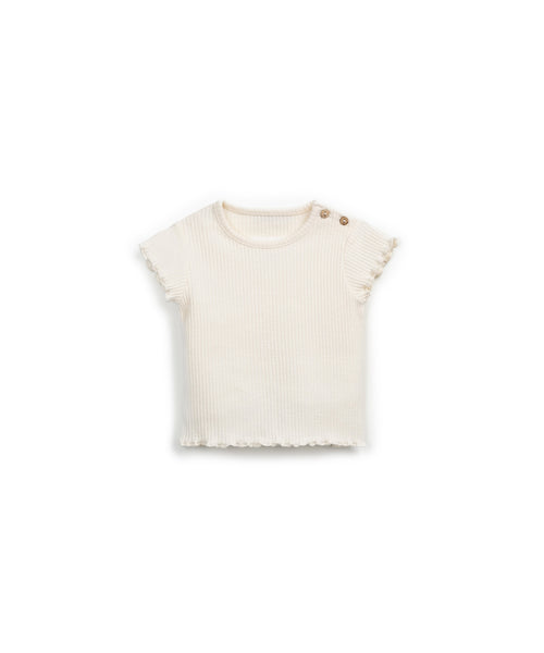 T-shirt panna a costine per neonata