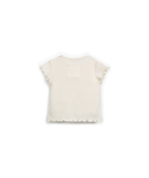 T-shirt panna a costine per neonata