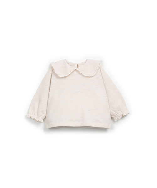 T-shirt écru con colletto per neonata