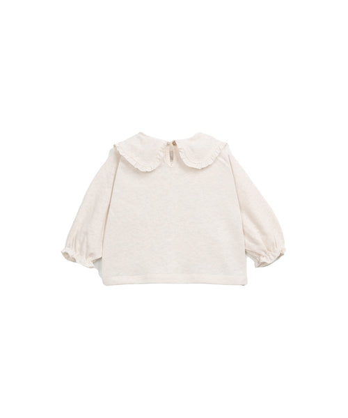 T-shirt écru con colletto per neonata
