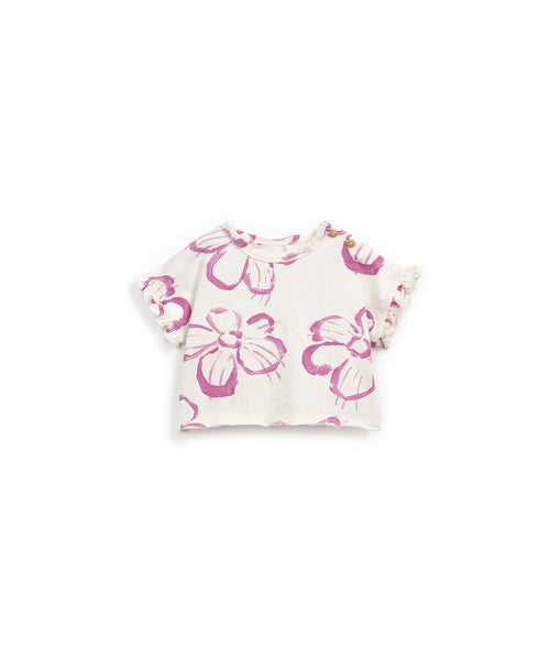 T-shirt panna con stampa all over per neonata