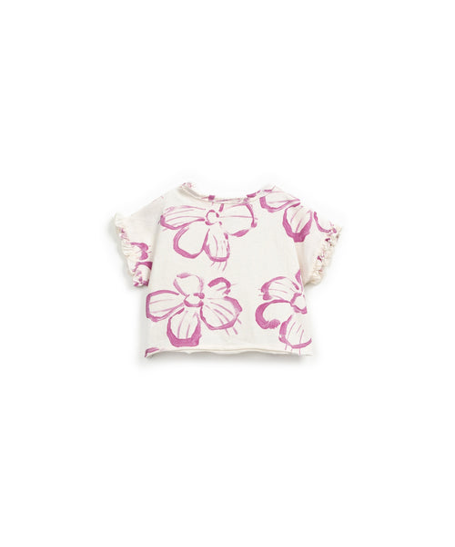 T-shirt panna con stampa all over per neonata