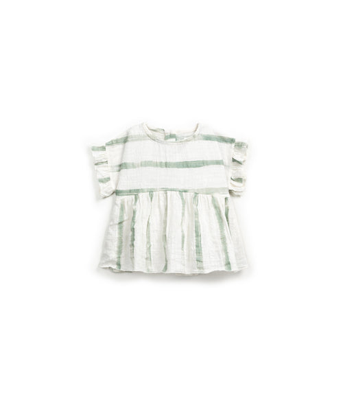 Blusa bianca a righe verdi per neonata