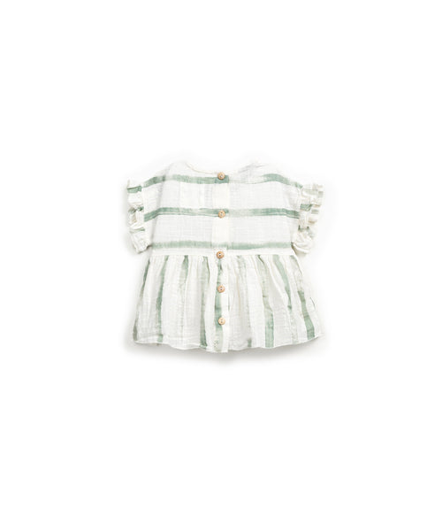 Blusa bianca a righe verdi per neonata