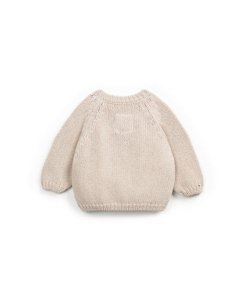 Cardigan écru in maglia lavorata per neonata