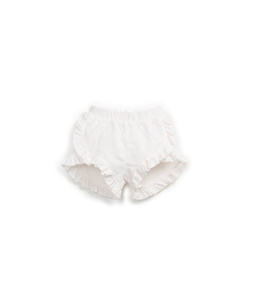Short bianco con volant per neonata