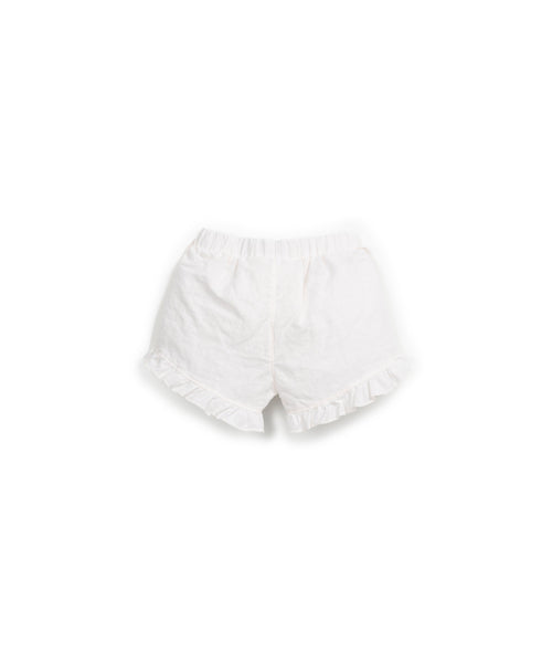 Short bianco con volant per neonata