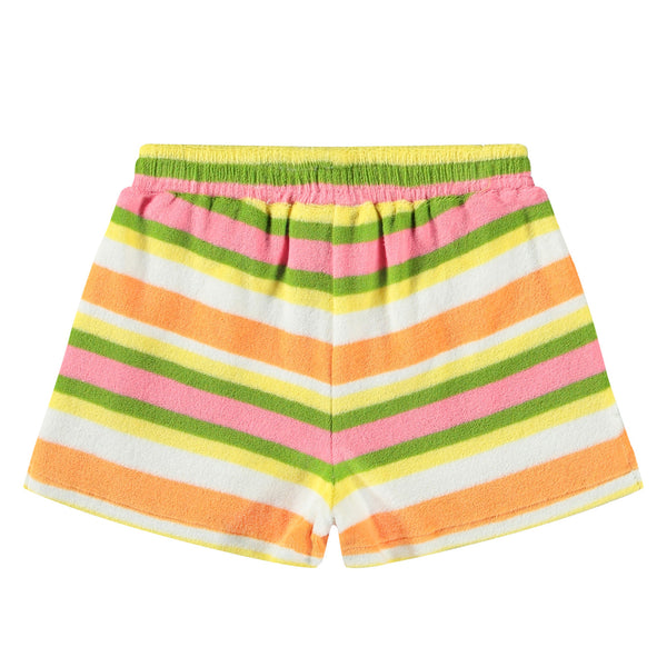 Short in spugna a righe multicolor per neonata bambina